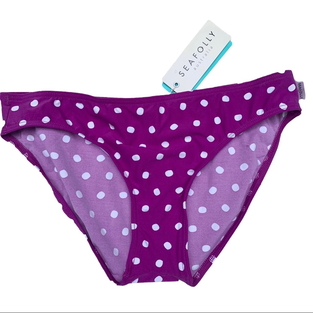 Seafolly Australia hipster bikini polka dot swimsuit bottom women’s Size 8